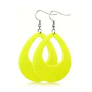 3" Neon Yellow droplet earrings